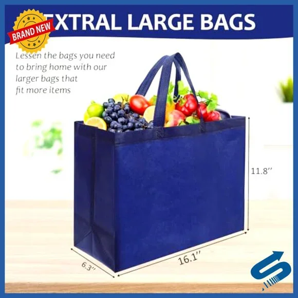 Reusable Tote Bags Bulk Extra Large Non Woven Grocery Shopping Storage